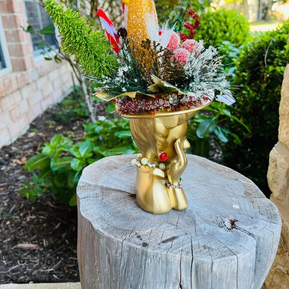 OOAK Kitschy Christmas Head vase made by me! - Picture 7 of 16
